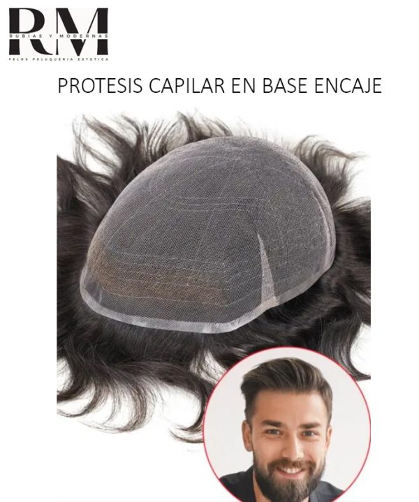 Prótesis Capilar de Pelo 100% Natural  Base Encaje - Imagen 3