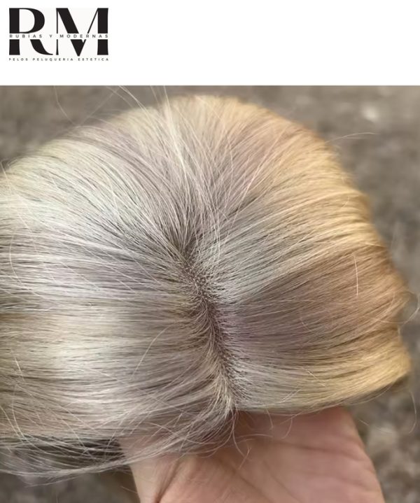 Topper de pelo natural implatado rubio P18/613, multidireccion la partidura - Imagen 3