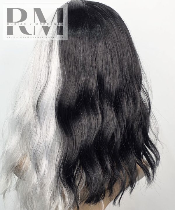 PELUCA SINTÉTICA NEGRA CON BLANCO CRUELLA DE VIL - Imagen 4