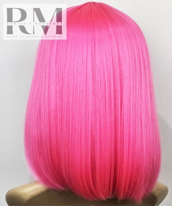 PELUCA MELENA SINTÉTICA ROSADO CHICLE - Imagen 3