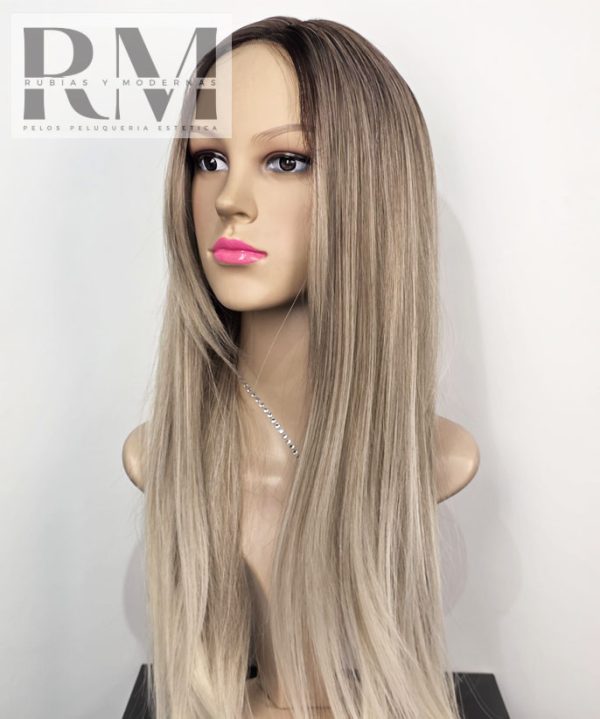 PELUCA SINTÉTICA EXTRA LARGA RUBIA CON BALAYAGE KANEKALON